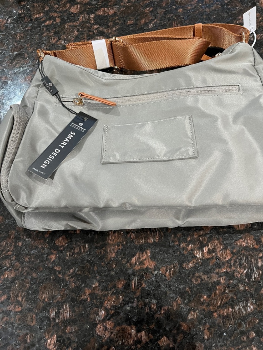 Nordace Gray Crossbody with Brown Trim NWT - Picture 3 of 8